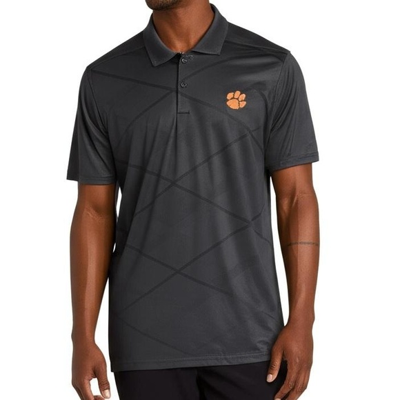 Nike Golf Polo Size Medium Dark Smoke Grey Clemson Vapor Jacquard Dri-FIT New - Picture 1 of 13